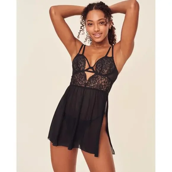 Adore Me | Rae Unlined Plus Babydoll Teddy in Black | NWT | Size 1X - Picture 3 of 8